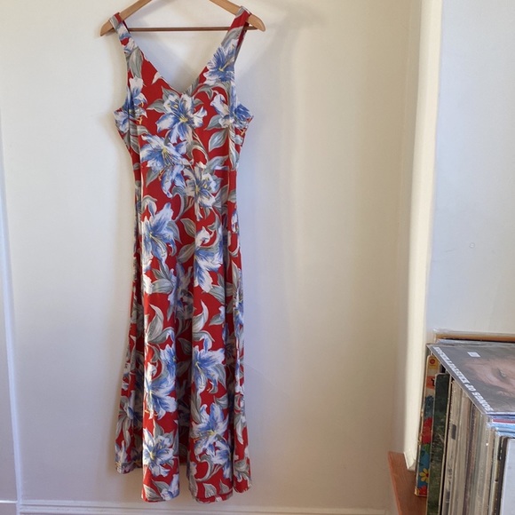 Chaps Denim Hawaiian Print Maxi Dress - Picture 10 of 13